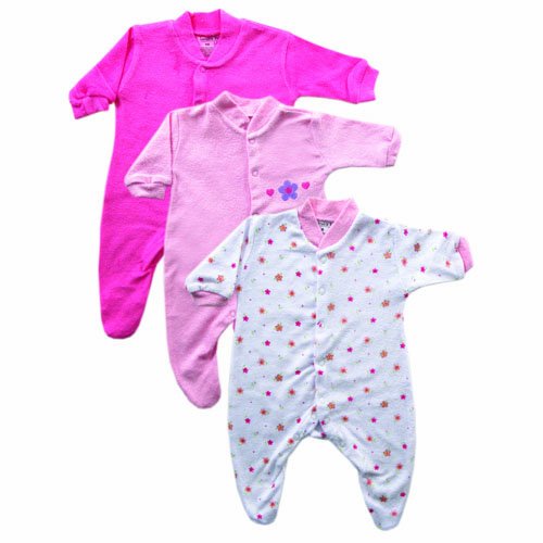 Luvable Friends 3-Pack Terry Sleep N Play With Snap Front, Pink 6-9 Months