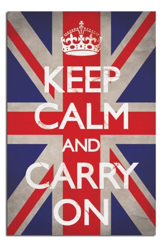Satin Matt Laminated Keep Calm And Carry On Poster – Union Jack – 91.5 x 61cms (36 x 24 Inches)