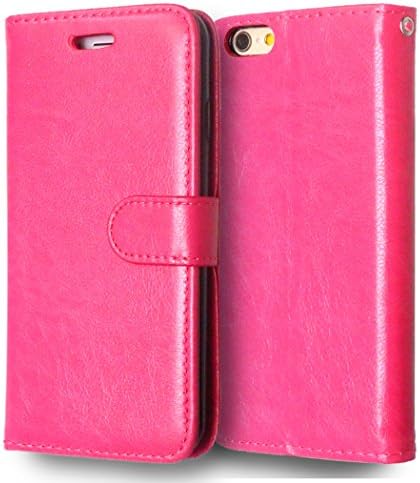 iPhone 6 Plus Case, iPhone 6S Plus Wallet Case, Hot Pink Premium PU Leather Flip Cover with [Card Slots][Kickstand][Wallet] for Apple iPhone 6 Plus and iPhone 6S Plus 5.5" Devices