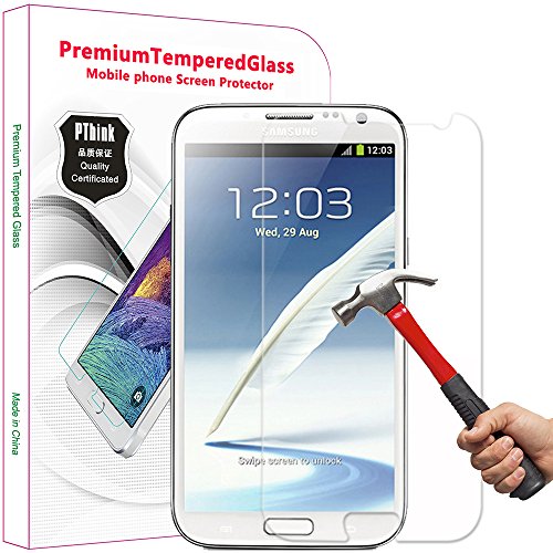 PThink 0.3mm Ultra-thin Tempered Glass Screen Protector for Samsung Galaxy Note 2 N7100 with 9H Hardness/Anti-scratch/Fingerprint resistant (Samsung Galaxy Note 2 N7100)