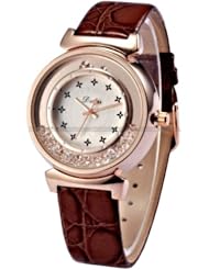 Best Watches For Women Crystal Bracelet New Lady Analog Brown Leather