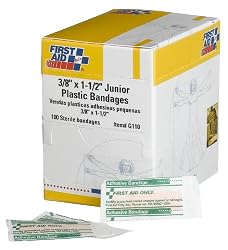 First Aid Only 3/8" X 1-1/2" Junior Plastic Bandage, 100-Count Boxes (Pack of 6)