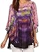 Sakkas Lepha Long Wide Multi Colored Tie Dye Sequin Embroidered Poncho Top Blouse