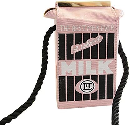 Cute Stereo Mini Milk Box Makeup Cartoon Bag Women Fashion Letter Canvas Shoulders Bag Free Shipping (pink)