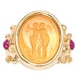 Tagliamonte - 14k Yellow Gold Yellow Venetian Cameo & Pink Tourmaline Ring, Size 7