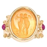 Tagliamonte - 14k Yellow Gold Yellow Venetian Cameo & Pink Tourmaline Ring, Size 7