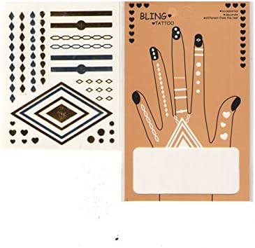 Gold & Silver Bling Tattoos for Hand, Sheet #004