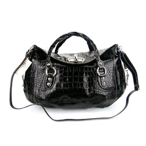 ROBE DI FIRENZE Italian Designer Handbag Oversized Tote in Black, Maroon, Purple, Rose or White Croc Embossed Leather