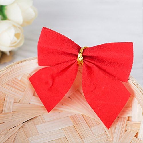 WOVJ 1Sheet 12PCS Small Bow Christmas Decoration Christmas tree Ornaments (RED)