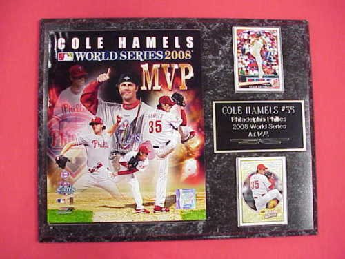 Phillies Cole Hamels 2 Card Collector Plaque World Series MVP