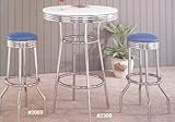 3pc Retro Nostalgic Soda Fountain Style Bar Table & 2 Blue Seat Stools