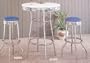 3pc Retro Nostalgic Soda Fountain Style Bar Table & 2 Blue Seat Stools