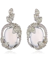 White Bronze Chalcedony, Lemon Quartz and Created Sapphire Earrings