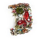 Antique Gold Multi Color Butterfly Cuff Bangle Bracelet Fashion Jewelry