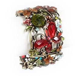 Goldtone Multi Color Butterfly Hinge Bangle Bracelet Fashion Jewelry