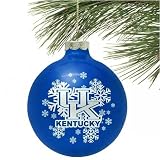 Kentucky Wildcats Royal Blue Snowflake Glass Ornament