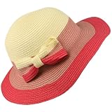 Girls Kids Beach Ages 4-8 Summer Sun 3 Tone Floppy Bucket Wide Bim Hat Cap Pink