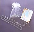 Baptism Remembrance - Silver Plated Rosary in White Gift Package with Gift Card