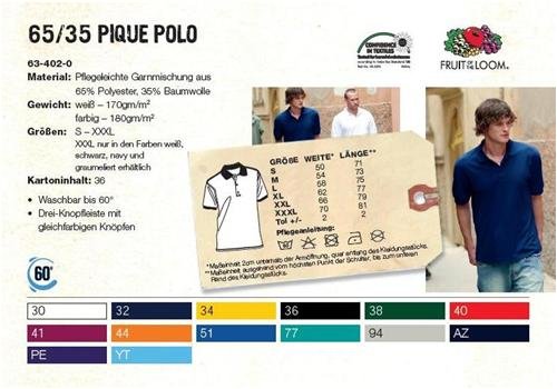 Fruit of the Loom - Polo-Shirt 'Piqué Polo 65/35'