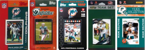 NFL  Miami Dolphins 5 Different Licensed Trading Card Team Sets