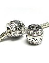 Sterling Silver Friend Cz Bead Charm For Pandora Troll Biagi Chamilia Bracelets