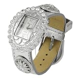 Geneva Platinum Rhinestone Lined Fashion Watch by Geneva