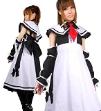 メイド学園の生徒会長★モノトーンメイドドレス　S-5L　（大きいサイズ5L）