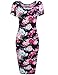 Hotouch Womens Floral Sweetheart Scoop Neck Short Sleeve Midi Pencil Slim Dress