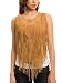 GUESS Vicki Suede Fringe Vest, NATURE (M)