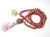Stone of Dreams- Pink Jade Rudraksha Yoga Prayer Beads Japa Mala 108+1 Om Pendant