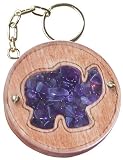 Magic Unique Gemstone and Wooden Amulet Travel Protection Elephant Talisman Key Chain