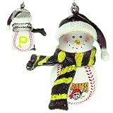 Pack of 4 MLB Pittsburgh Pirates Baseball Snowman Christmas Ornaments 2.75"