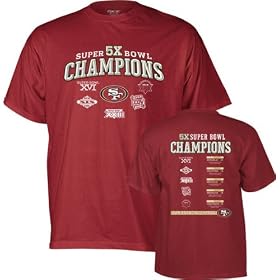 San Francisco 49ers -Red- 5X Super Bowl Champions Commemorative T-Shirt