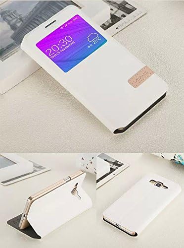 Case for Samsung Galaxy Grand 3, Hi5Gadget Fashion View Window Leather Stand Flip Case Cover Protect for Samsung Galaxy Grand 3 G7200 (White)