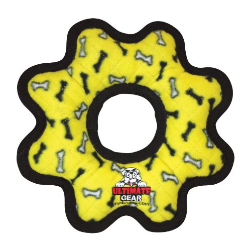 Tuffys Ultimate Gear Ring Dog Toy, Yellow Bones