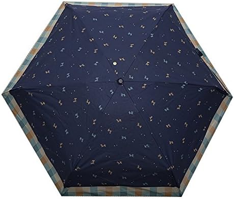 Ultra slim Light weight Five-Folding Small Princess Umbrella Compact Black Vinyl Coating UPF>50 Anti-UV Travel Mini Sun Rain Umbrella for Women Ladies Girls (Dark Blue)