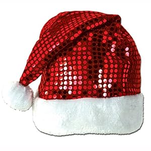 niceeshop(TM) Sequin Plush Santa Claus Hat New Year Christmas Party Accessory,Red