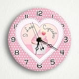 I Love Cupcakes 6 Silent Wall Clock (Includes Desk/Table Stand)