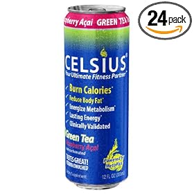 Celsius Calorie Burner, Green Tea Raspberry Acai, 12-Ounce Cans (Pack of 24)