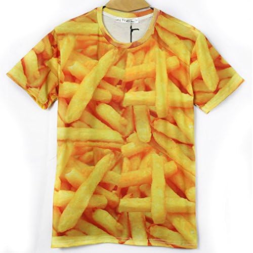 XTX? hip hop 3D printed French fries men short sleeve t shirt casual cool tops