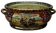 Oriental oval porcelain footbath / planter, hand painted with traditional Japanese gold filigree satsuma work