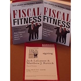 JACK LALANNE AND MATTHEW RETTICK SIGNED AUTOGRAPHED FISCAL FITNESS BOOK