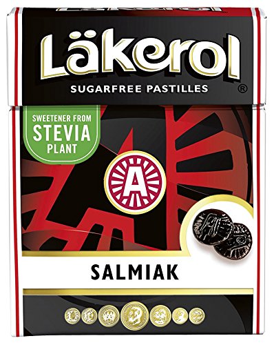 4 Boxes X 25g of Läkerol Salmiak Original Swedish Sugar Free Salty Liquorice Pastilles Lozenges Drops Dragees Candy Sweets