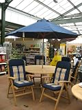 Henley 6 Seater recliner set - Teak with Blue cushions and parasol