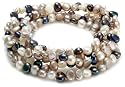 Set of 5 BoBijou white, silver grey and black 4-5mm baroque pearl elastic bracelets