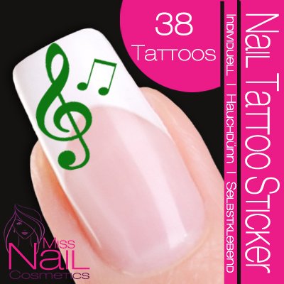 Nail Tattoo Sticker Musik / Noten - gr&uuml;n Preisvergleich