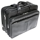 McKlein USA R Series Walton Leather 17 Expandable Double Compartment Laptop Case w/Removable Sleeve (Black)