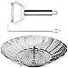 Vegetable Steamer Basket - Includes Julienne Peeler and Safety Utensil - 100% Stainless Steel - Expandable from 5.5 inches to 9 inches - Easy Storage and Cleaning
