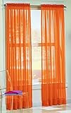 Dreamkingdom - Solid Orange Sheer Curtains/Drape/Panels/Treatment 58"x84" (Pack of 2)