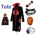 Naruto Itachi Tobi cosplay costume set (Akatsuki Cloak+ Naruto pencil case + Anti Leaf Itachi headba